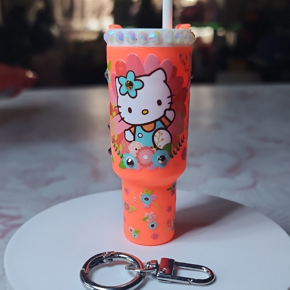 Hello Kitty Orange Mini Tumbler Keychain